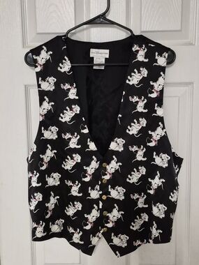 Disney Dalmatians Vintage 100% Silk Vest Size L / XL